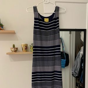 Maeve stripped blue and white midi dress